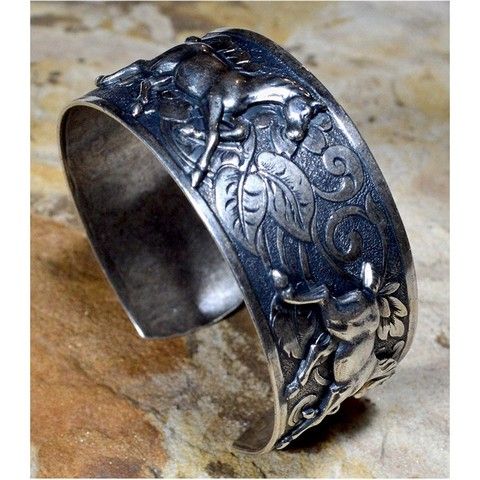 Click to view detail for EC-005 Cuff Bracelet Equestrian Classic Running Horse
